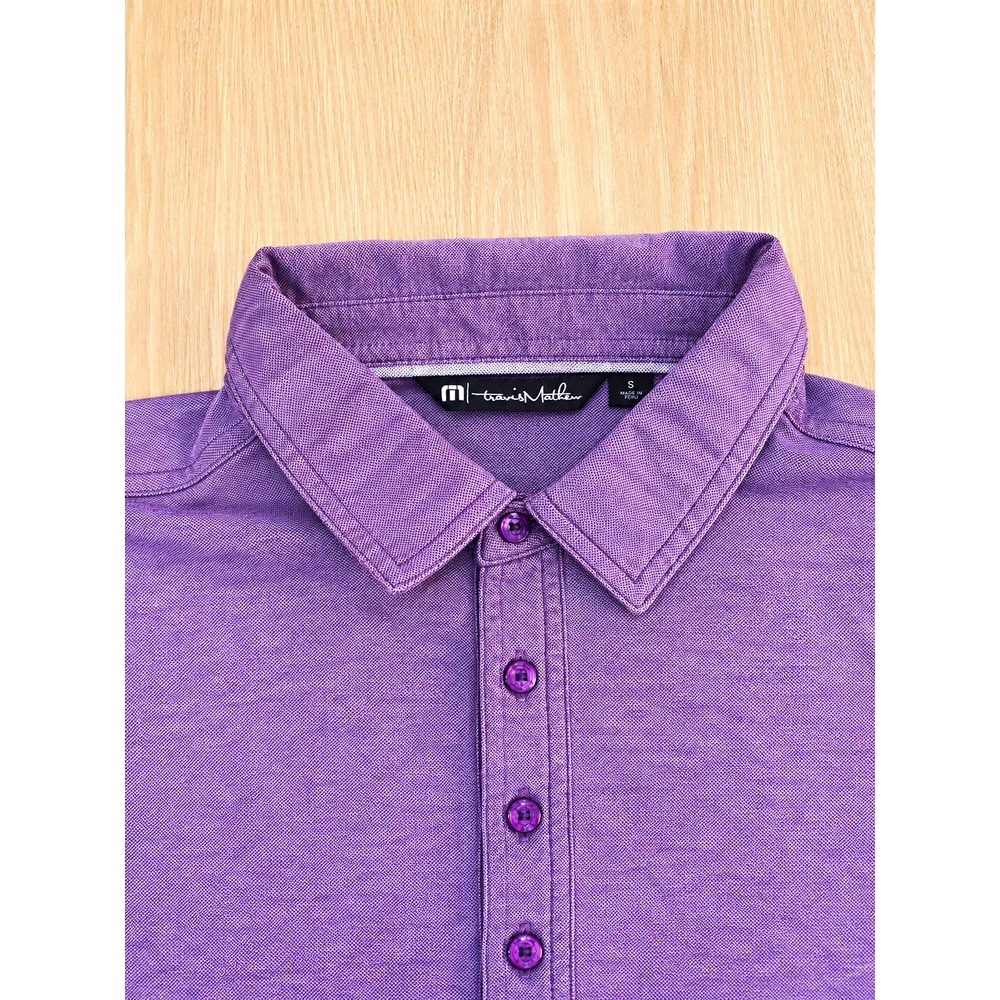 TravisMathew Men's Polo Shirt Size Small Purple Heather Golf Casual Pima Blend